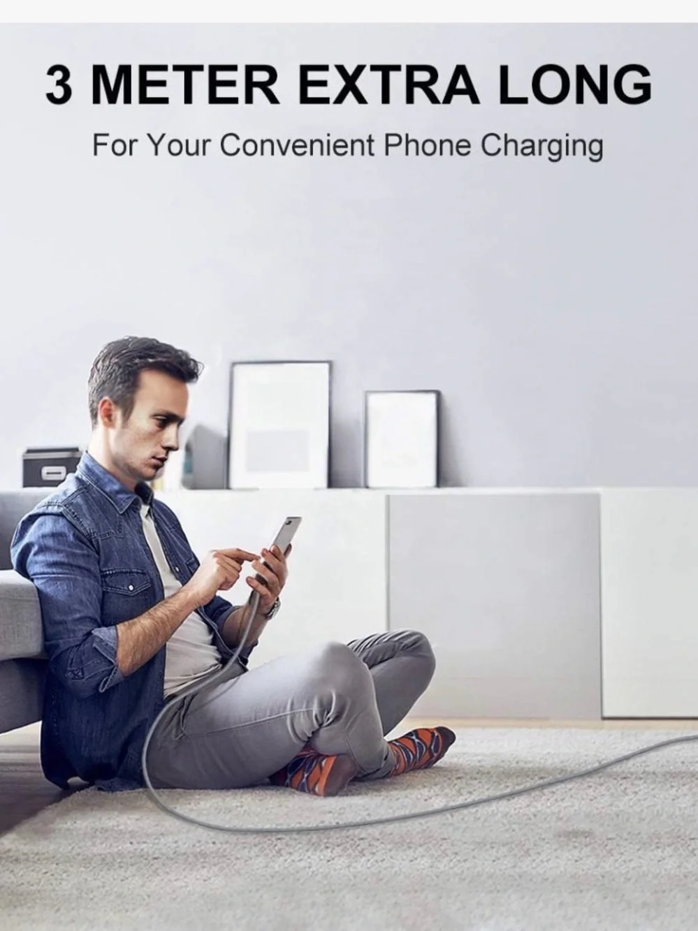 USB-A to USB-C Charging Cable - Gray Braided (2-Pack)